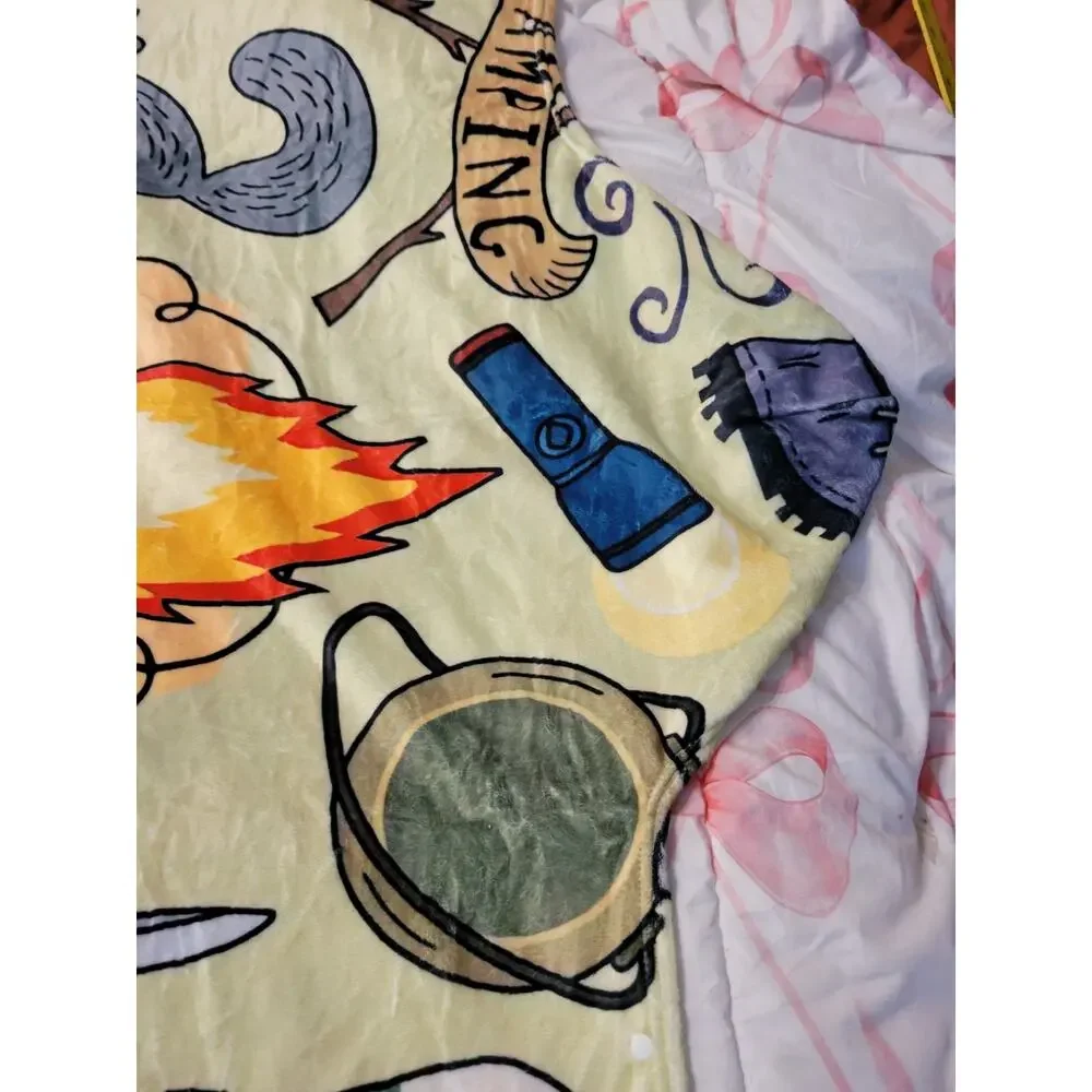 camping-themed hooded wearable blanket Soft Kids New